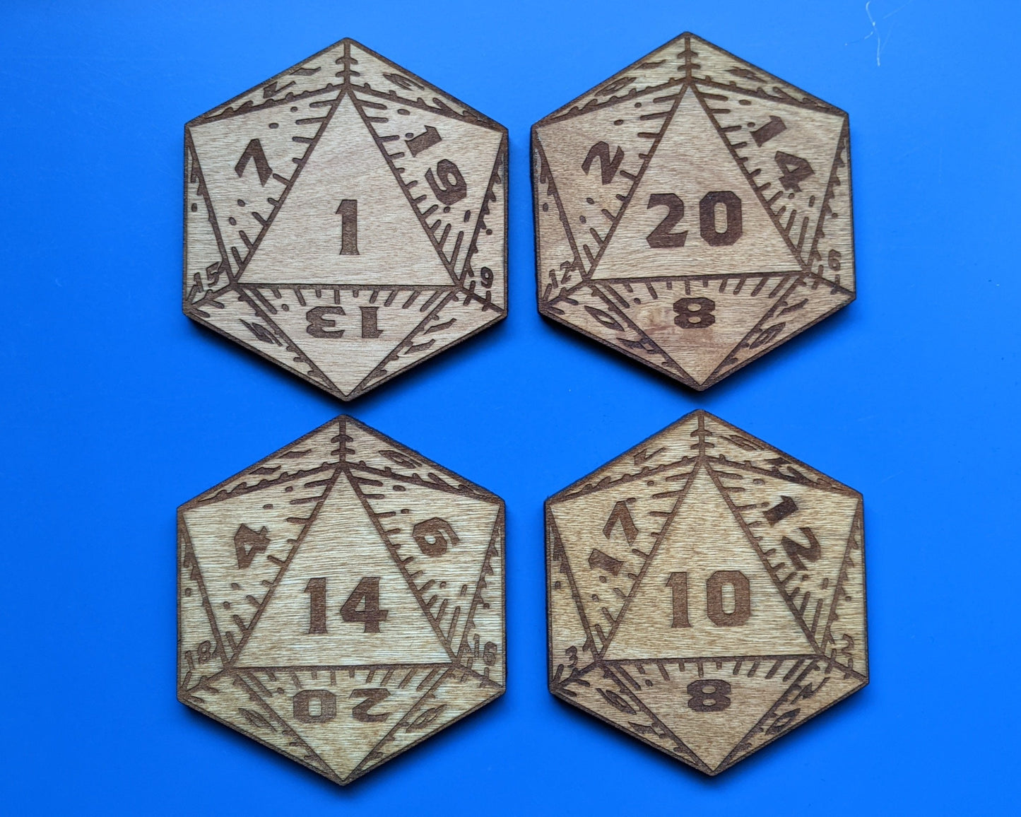 Twenty Sided Dice Wood Coasters