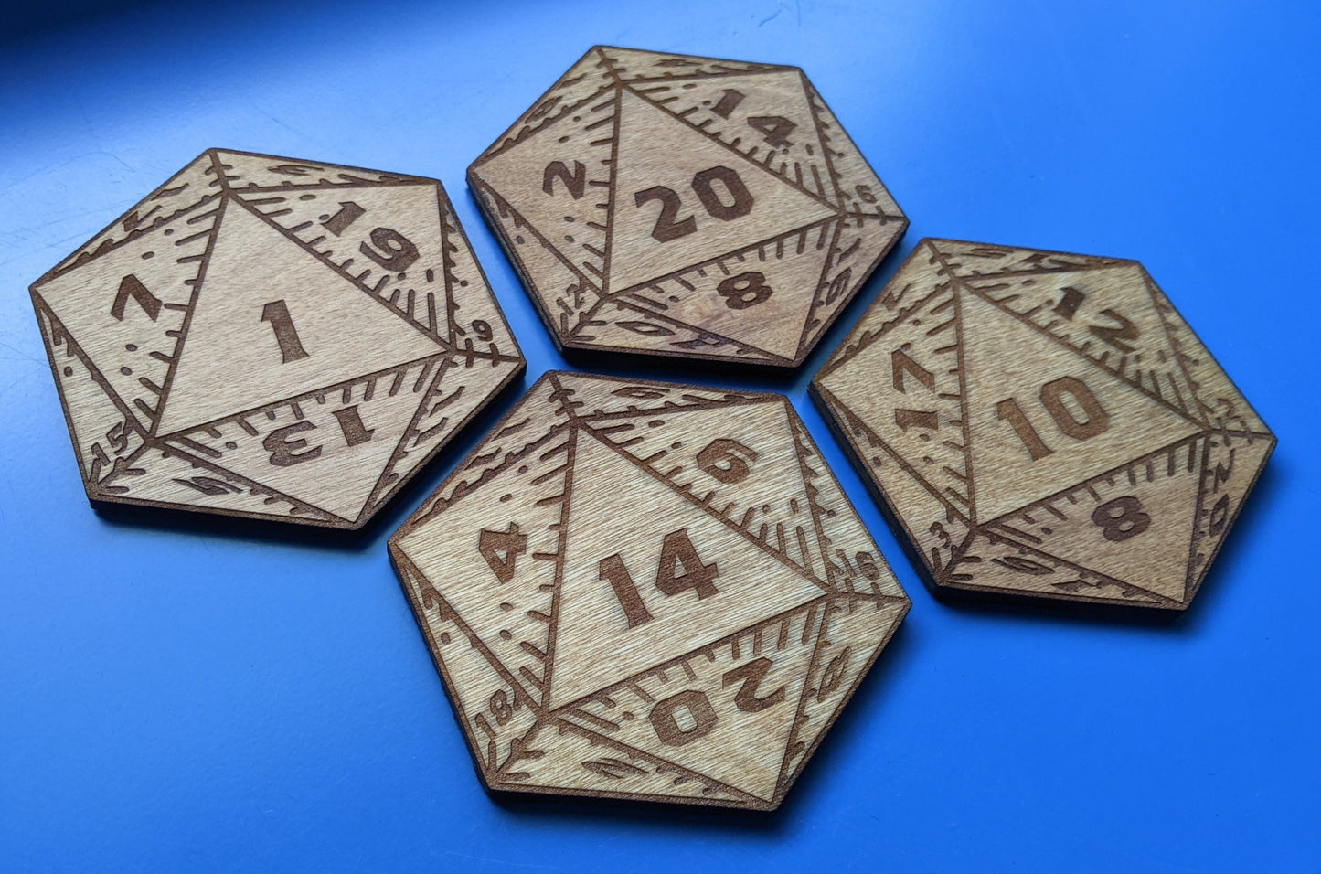 Twenty Sided Dice Wood Coasters