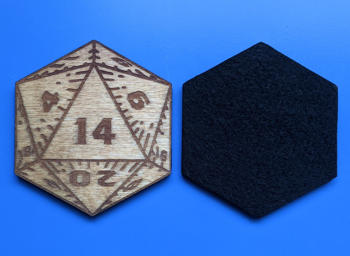 Twenty Sided Dice Wood Coasters