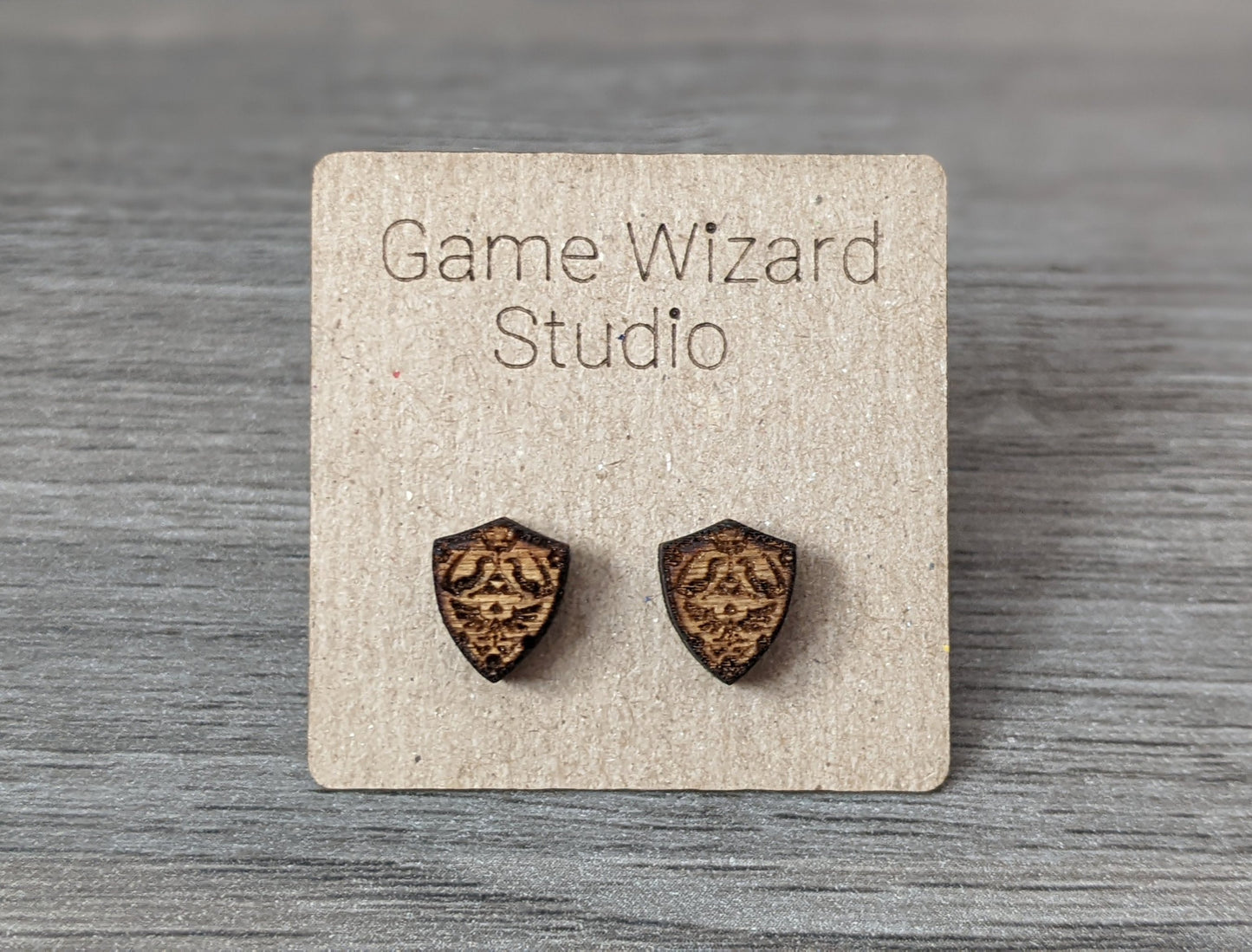 Zelda Hyrule Shield Wood Earrings