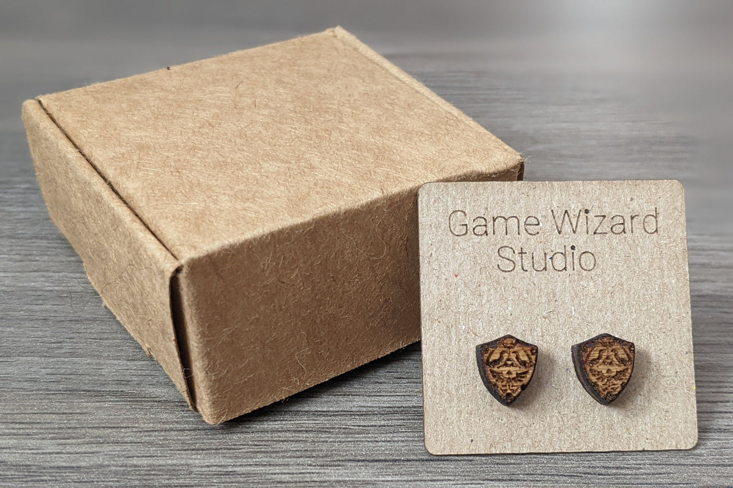 Zelda Hyrule Shield Wood Earrings