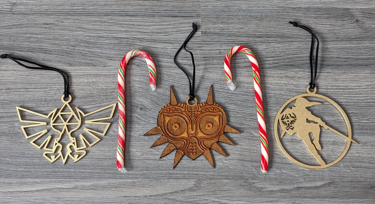 Zelda Christmas Tree Wood Ornaments: Majora's Mask, Hyrule Crest, Link