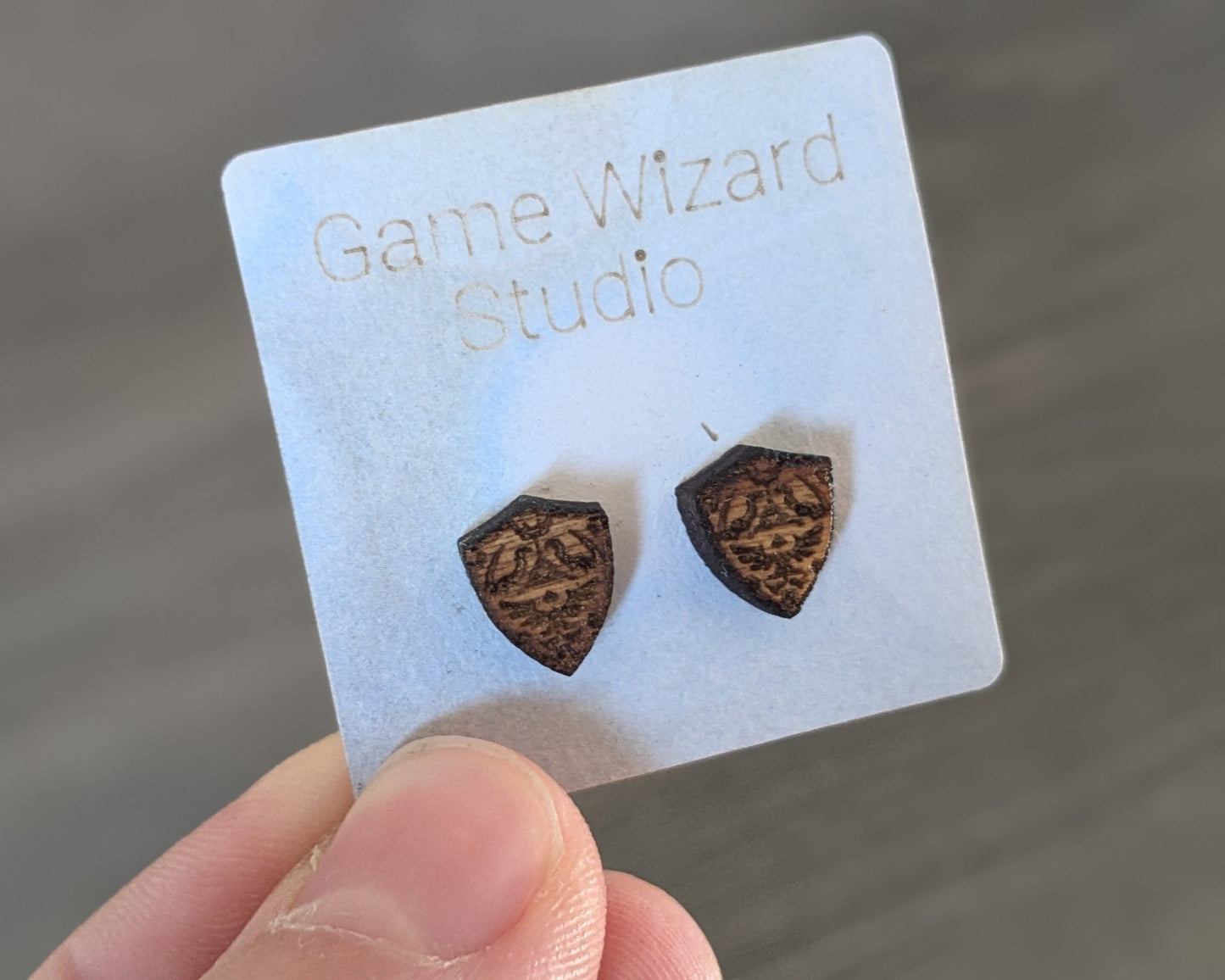 Zelda Hyrule Shield Wood Earrings