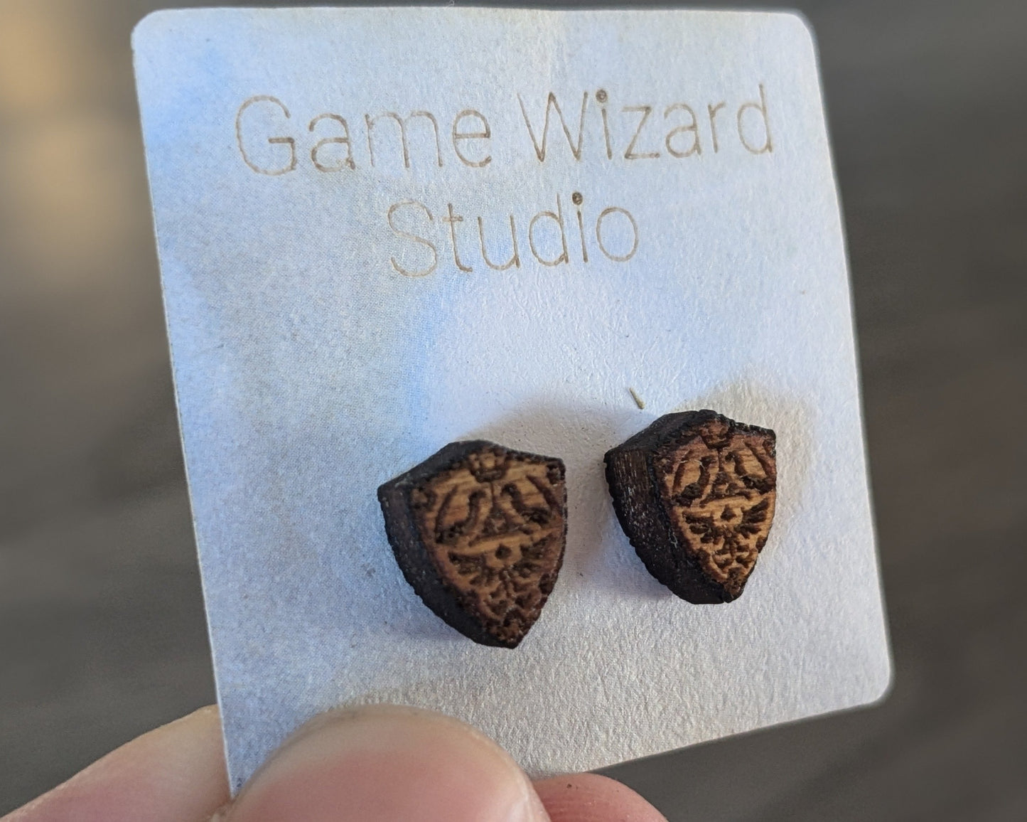 Zelda Hyrule Shield Wood Earrings