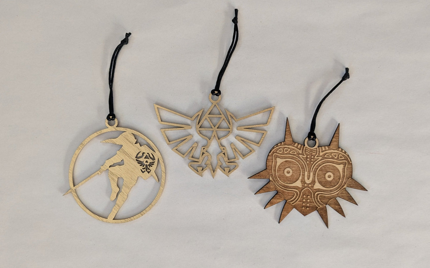 Zelda Christmas Tree Wood Ornaments: Majora's Mask, Hyrule Crest, Link